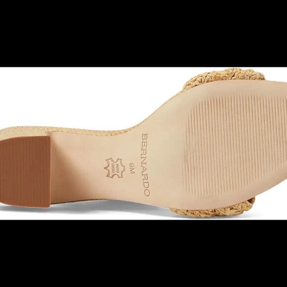 Worn once - BERNARDO Made In Brazil Bali Woven Heel Sandals Light Natural 663mn - Picture 3 of 6